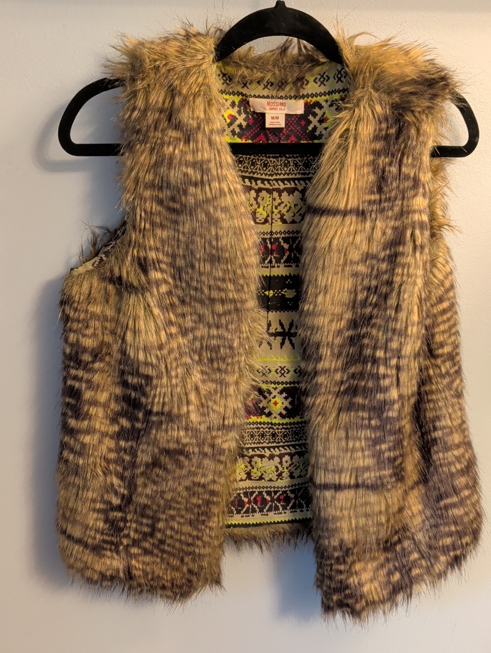 Mossimo Supply Co. Girls Faux Fur Vest in Brown with Patterned Lining